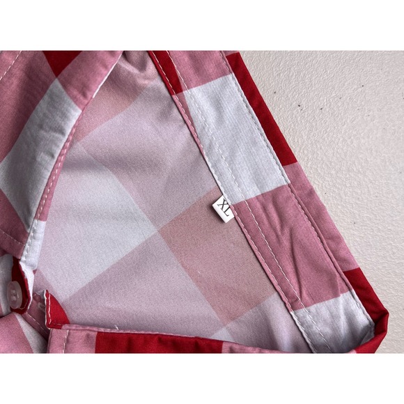 MEN'S PLAID RED & WHITE LONG SLEEVED LINEN FEEL SHIRT SIZE XL NWOT - Picture 2 of 5